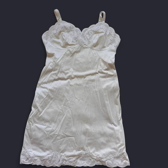 Vintage dainty lace trim white slip dress romantic fairy cottagecore medieval - Picture 5 of 7